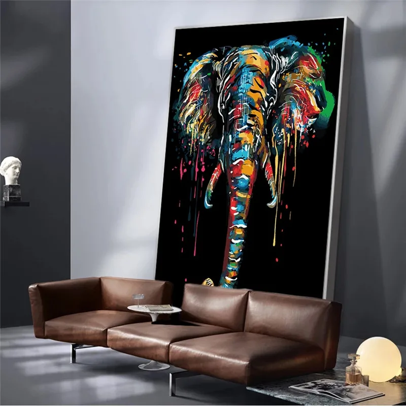 Rezumat Elefant Colorat Panza Picturi Pe Perete Postere de Arta Si Imprimeuri Nordice Art Animale Panza Imaginile Pentru Camera Copii 4