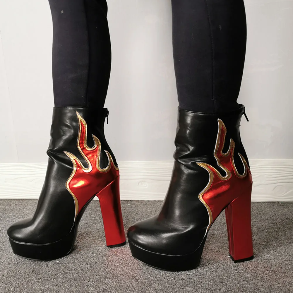 RIBETRINI Moda Pantofi cu Tocuri de Vânzare Fierbinte Petrecere Mozaic Glezna Cizme pentru Femei Rochie Misto de Cizme cu Platforma 4
