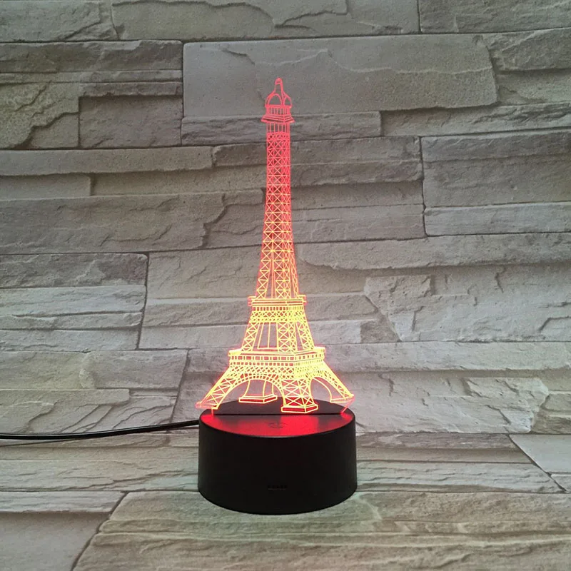 Romantic Paris Turnul Eiffel 3D USB cu LED-uri de Iluminat Decorative Cablu Atmosfera de Petrecere Noapte Lumina Multicolor Lampă de Masă daruri Minunate 4
