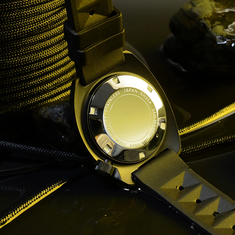 San Martin Negru Ton 6105 din Oțel Inoxidabil se arunca cu capul Bărbați Ceasuri de Colorat Super-Luminos Safir 20Bar Automată Bărbați Încheietura ceas Nou 4