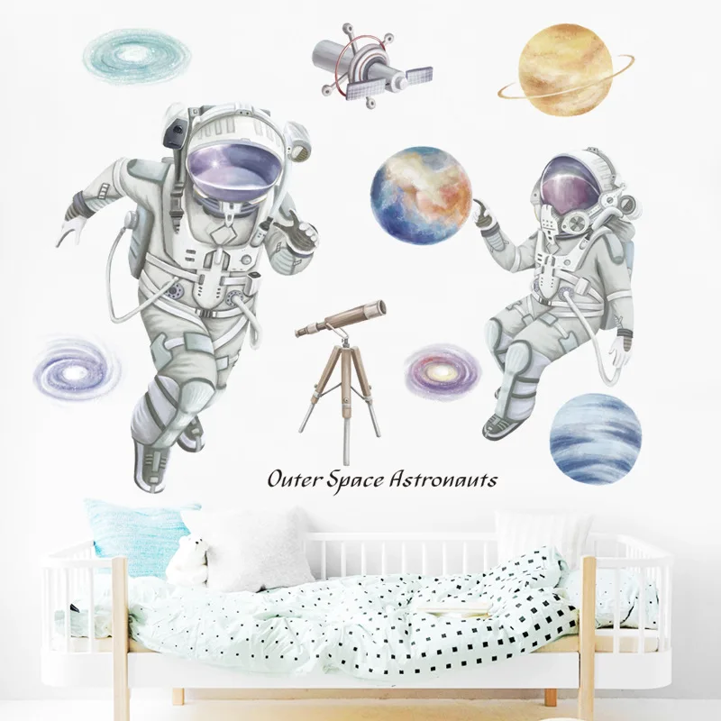 Spatiu astronautul DIY Autocolante de Perete Grădiniță, Dormitor, camera pentru Copii Eco-friendly Decalcomanii de Perete Art Decor Acasă Vinil picturi Murale 4