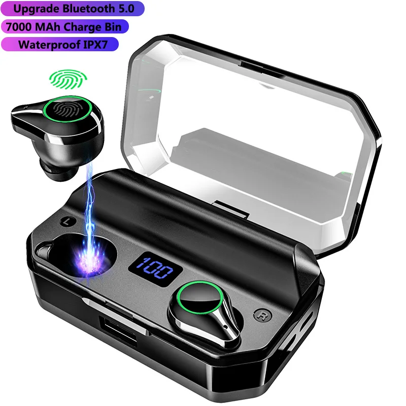 T9 Cască Bluetooth TWS Adevărat Wireless Stereo Auriculare LED Display Digital cu 7000 MAh Încărcare Cutie Power Bank 4