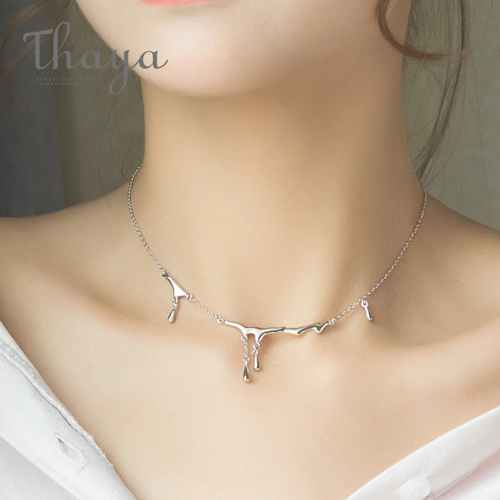 Thaya Design Original de Ploaie care se Încadrează Prejudiciu S925 Argint Colier Simplu Cravată Colier Feminin Bijuterii Cadouri pentru Femei 4