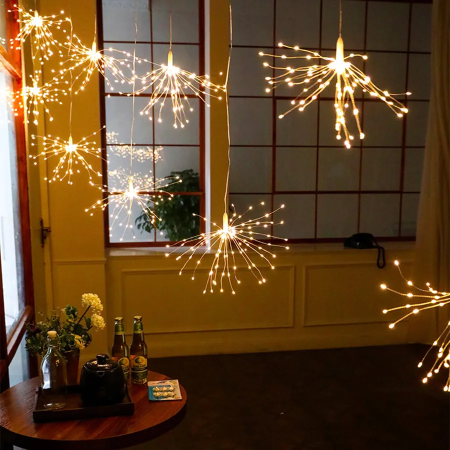 Thrisdar 120LED foc de Artificii Explozie de Stele de Crăciun Zână Șir de Lumina Cu Telecomanda Starburst Cupru Agățat LED String Garland 4