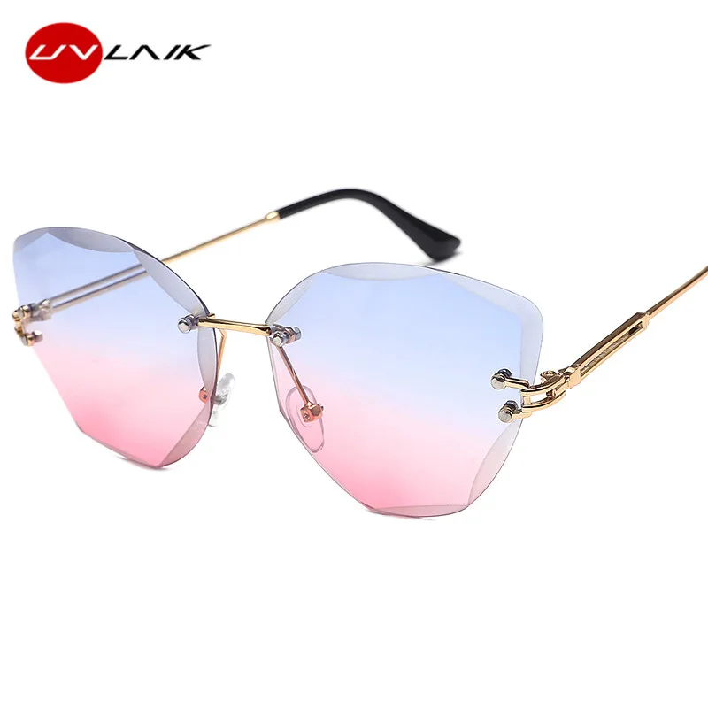 UVLAIK de Lux Italia Brand Ochi de Pisica ochelari de Soare Femei Epocă fără ramă Gradient Doamna Ochelari de Soare UV400 Ochelari Fara rama 4