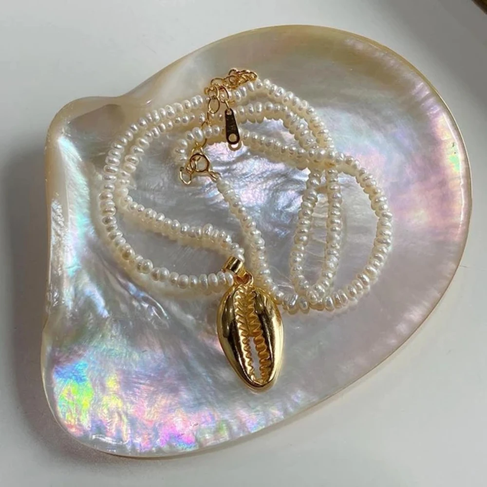 Vintage Simplu Delicat Minimalist Real Pearl Colier În Formă De Inimă/Shell Pandantiv Cravată Colier 2020 Nou Adevarata Perla Bijuterii 4
