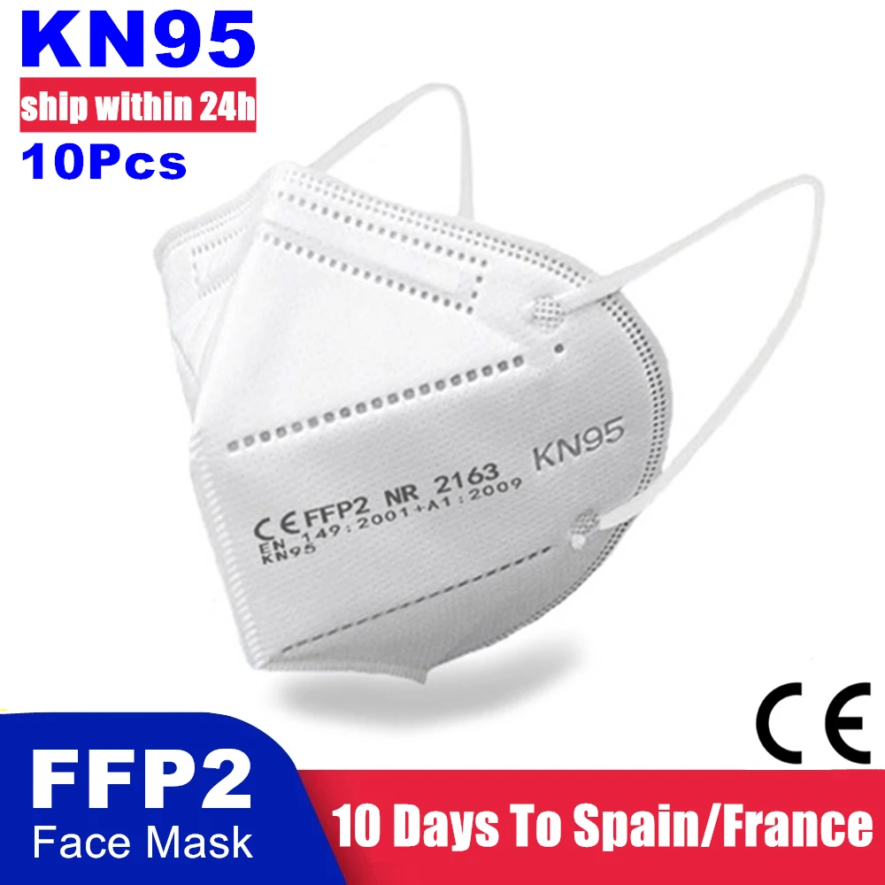 10 Bucati Adult KN95 Măști CE FFP2 Mascarillas Facial Masca de Fata 5 Straturi de Filtrare de Protecție de Îngrijire a Sănătății Respirabil 95% Gura Masca 5