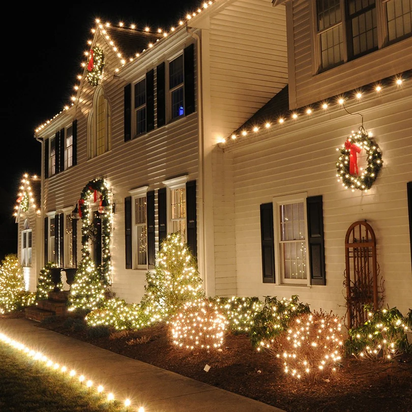 110v NE 10m 100 de LED-Uri LED Ghirlanda Șir Lighs Pomul de Crăciun Decor Nunta Impermeabil Zână Lumină Interioară în aer liber, Decor Acasă 5