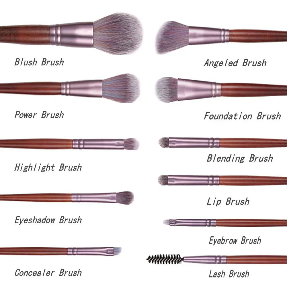 11pcs Rosu din Lemn Set de Perii Machiaj Flacără Perie Fard de Ochi Fundația Cosmetice Pudra de Amestecare Kabuki Make Up brush Tool kit 5