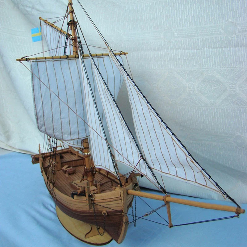 18 inch Clasice Naviga Barca Model de Lemn suedeză Barcă Navă Kituri pentru Casa Model kit de Constructii Decor Barca Cadou Jucărie 5