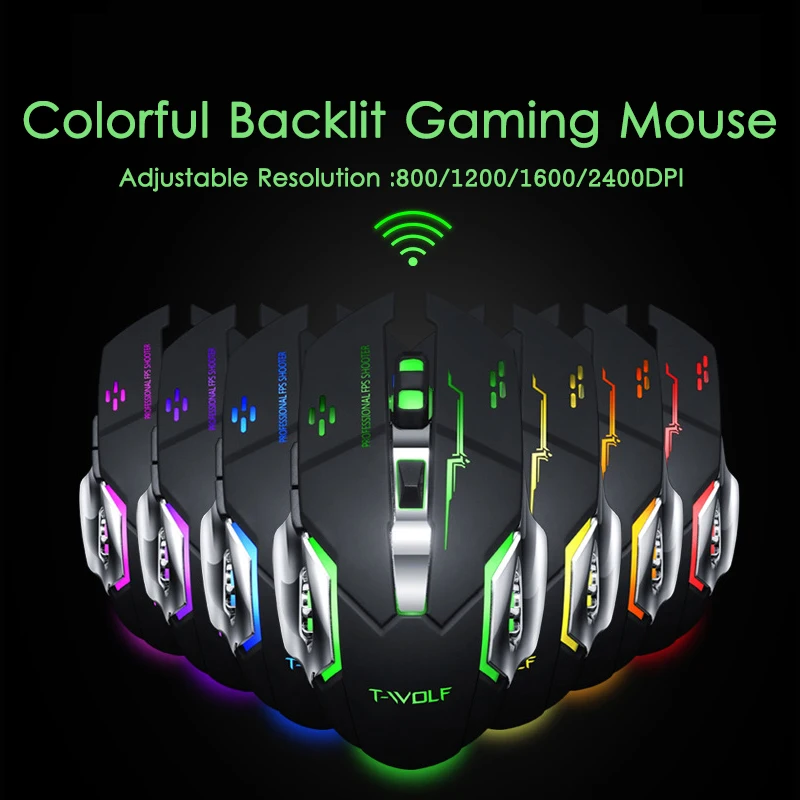 2.4 GHz Wireless Mouse de Gaming Tăcut Ergonomic Reîncărcabilă Șoareci Optice 6 Chei 2400 DPI Mouse-ul LED-uri RGB Pentru Calculator ps4 Pro Gamer 5