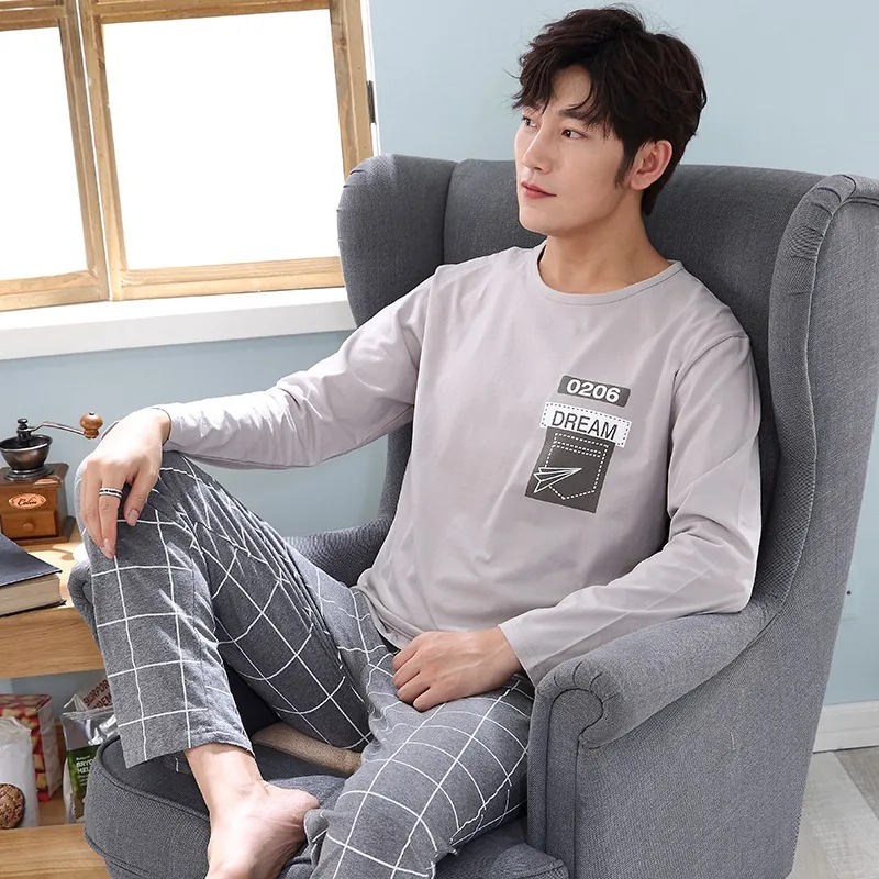 2020 Primavara Toamna cu Maneci Lungi Set Pijama pentru Barbati coreean Bumbac, Pijamale, îmbrăcăminte de noapte de sex Masculin Body Pijama Homewear Haine de Acasă 5
