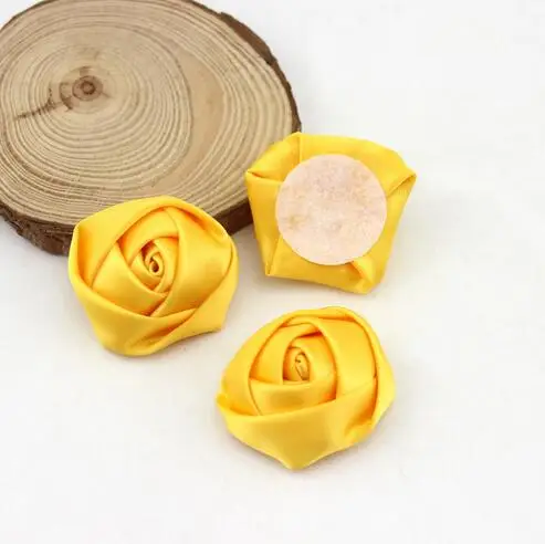 50Pcs/Lot 3,5 cm Panglica de Satin de Mătase floare Trandafir flori de Nunta buchet de mireasa boutonniere Headware Copiii Păr Accesorii de Craciun 5