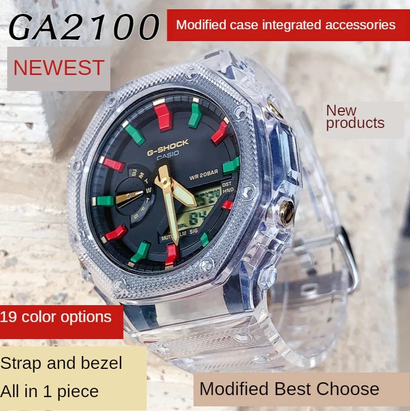 5rd Rasina de Silicon Ceas Ga2100 Bezel Modificat Transparent cu Cauciuc Caz GA2100 Înlocuire Watchbands Curea Trupa 5