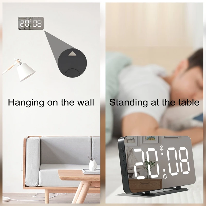 6 Inch LED Estompat Sn Ceas Digital pentru Dormitor,Usor Inteligent Număr Dublu Ceas cu Alarmă cu Funcție de Amânare 5