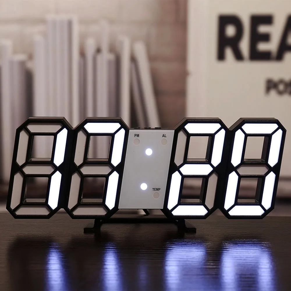 Ceas de Perete Digital cu LED Numeral, 3D LED Ceas Digital pentru Decor Cameră de zi, Bucătărie, Ceas cu Dimmer 5