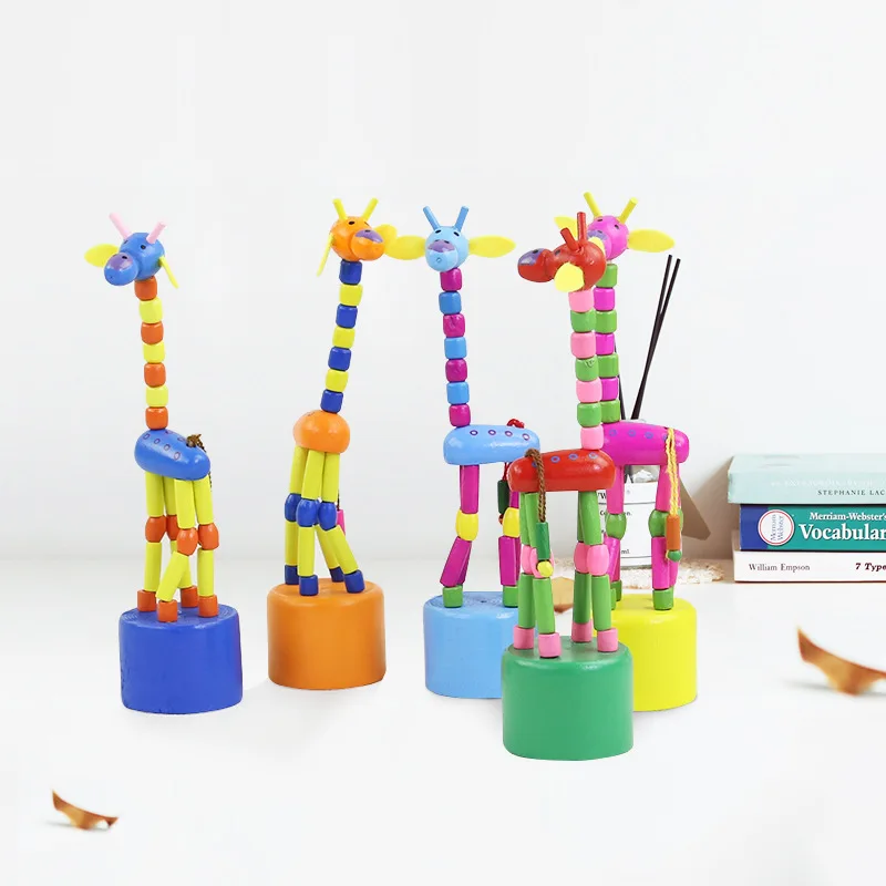 Copii de Inteligență Amuzant de Desene animate Balansoar Girafa Jucarie din Lemn Cifre Drăguț Roman Dans Stand Colorate Jucarii Pentru Copii, Cadouri 5