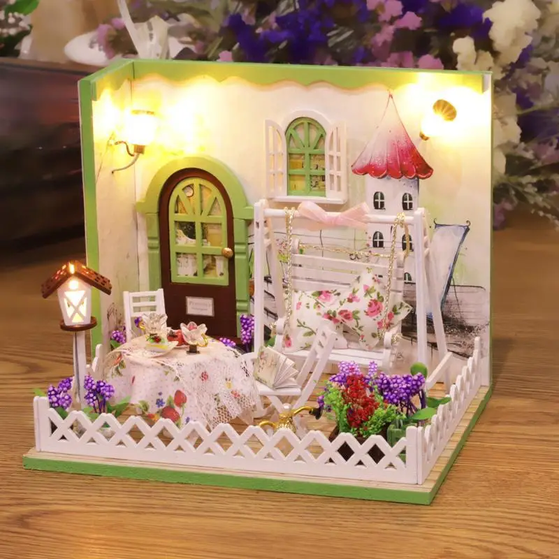 DIY Asambla Casă de Păpuși case de păpuși în Miniatură Mobilier casă de Păpuși Set Kit Jucarii pentru Copii Cadou de Crăciun 5