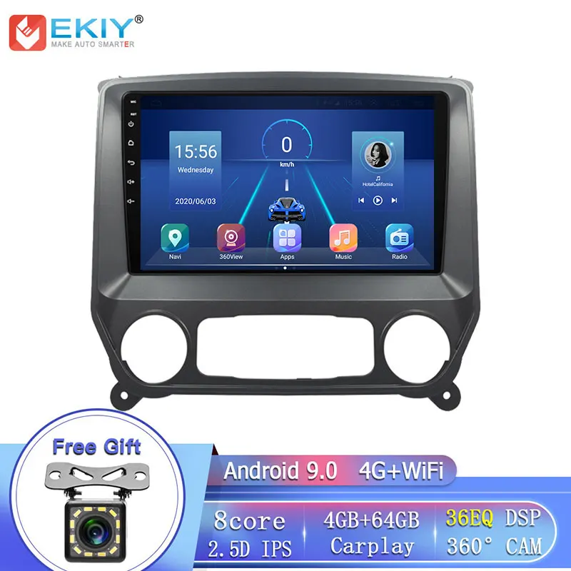 EKIY 8Core 4G LTE, IPS DSP Android 9.0 Pentru Chevrolet Silverado GMC Sierra-18 Radio Auto Multimedia GPS Navigatie DVD 5