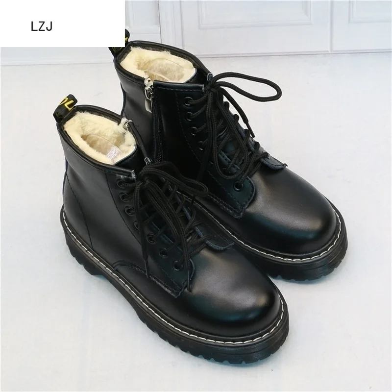 Femeile Plat Platforma Glezna Cizme De Primăvară Boot Black Lace Up Black Mediu Liane Pantofi Petrecere De Moda Încălțăminte Zapatos De Mujer 5