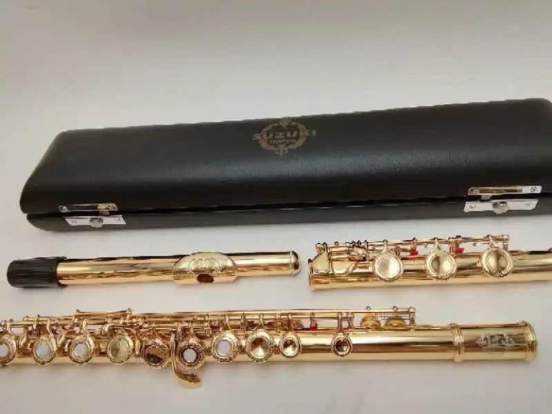 Flaut SUZUKI Intermediar Placat cu Aur Flaut Profesional Gravate Florale purtător de cuvânt Modele C-Cheie Fluiere 17 Gauri Gauri 5