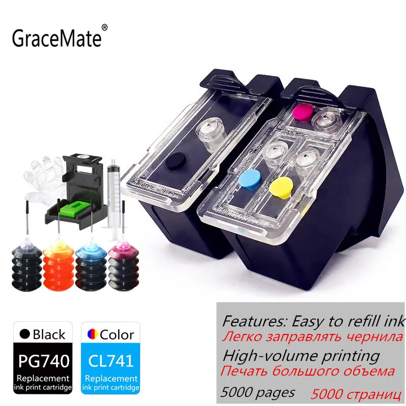 GraceMate PG740 CL741 Refillable Cartuș de Cerneală pentru Canon Pixma MG2170 MG2270 MG3170 MG3270 MG3570 MG3670 MG4170 MG4270 5