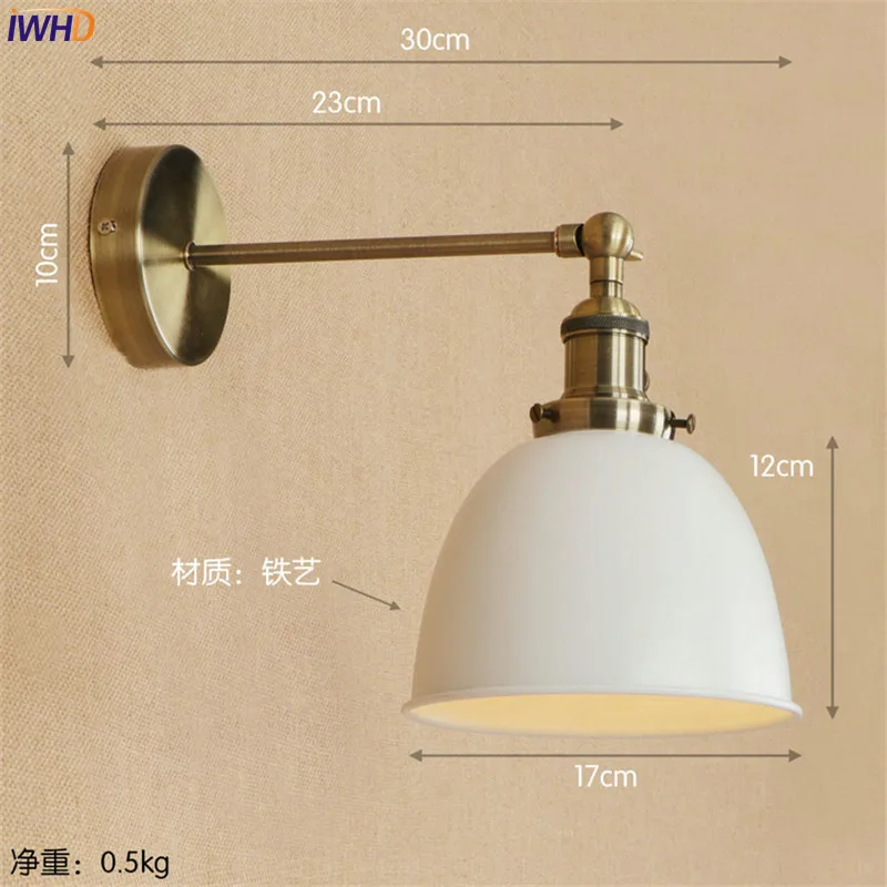 IWHD Alb Alamă Retro, Lumini de Perete Corpuri Sufragerie 4W LED Edison Scara Industrial Light Vintage Braț Lampă de Perete Lamparas 5