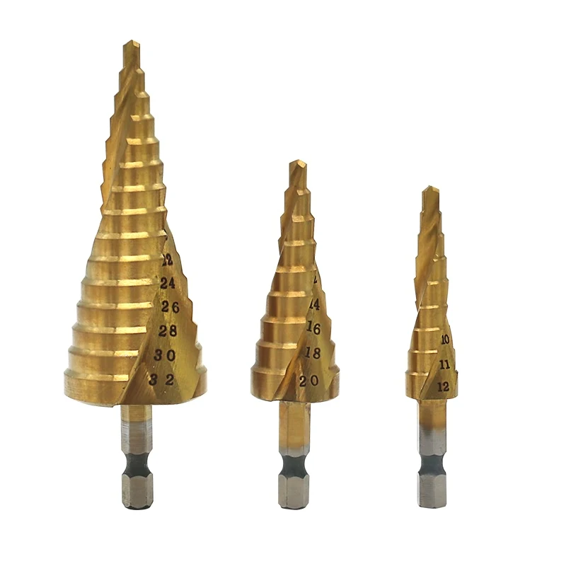 JIGONG 4-32mm Pagoda Forma HSS Foraj Triunghi Coadă de prelucrare a Metalelor din Oțel de Mare Viteză Pas Burghiu Gaura de Tăiere Instrumente 3pcs 5