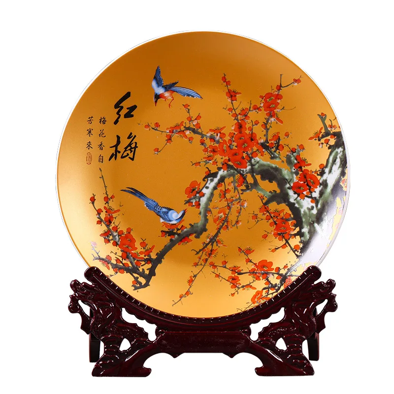 Jingdezhen Ceramică Agățat Farfurie Farfurie Decorativa, Prune, Orhidee, Bambus, Crizanteme Vin din China Cabinet TV Ornament 5