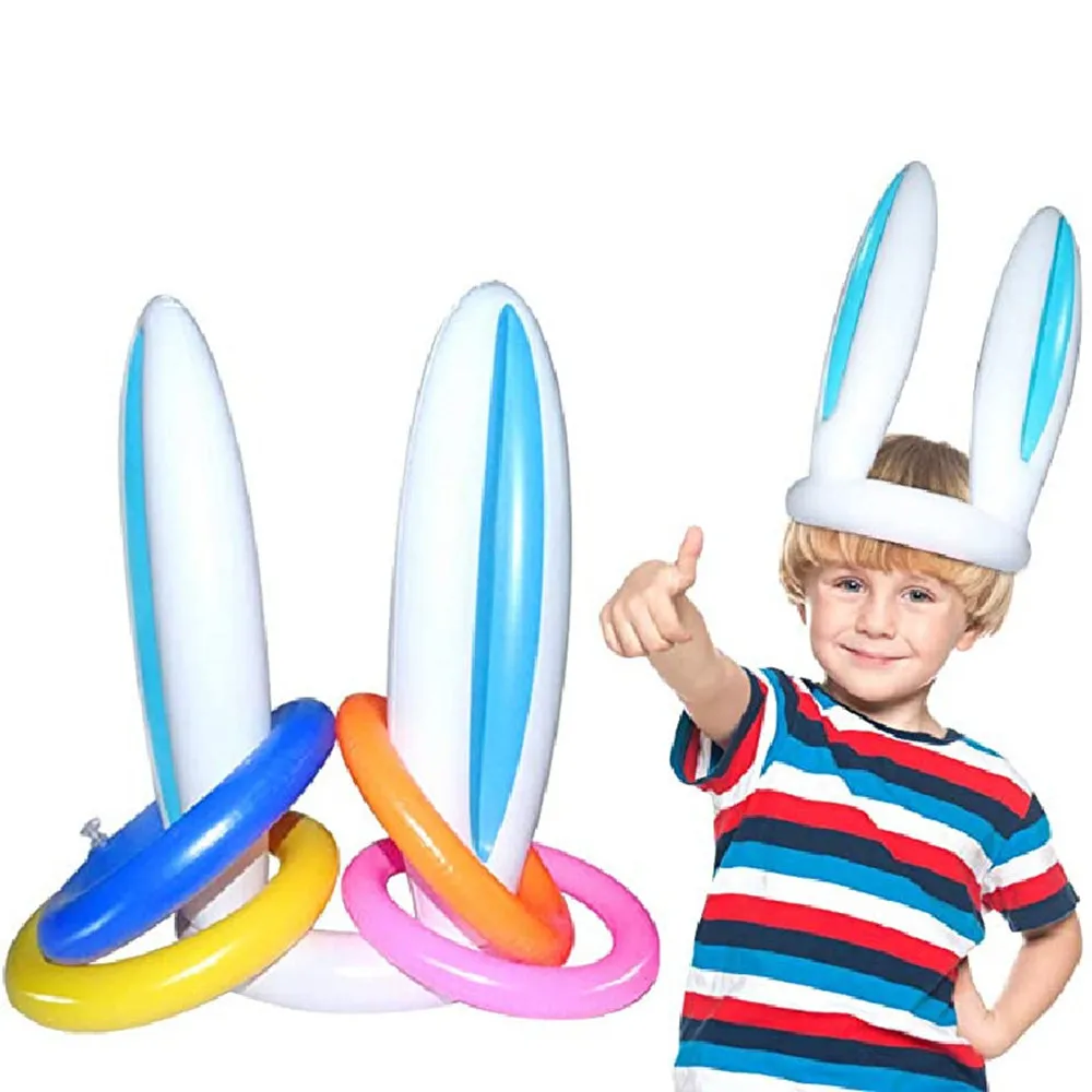 Joc de paști PVC Gonflabile Urechi de Iepure Pălărie Ring Toss Cadou de Paste pentru Petrecere de Aniversare pentru Copii Joc Iepurasul de Paste Decorare Consumabile 5