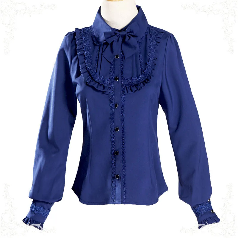 Lolita Cald Iarna Bumbac Bluza Din Catifea Femei Drăguț Zburli Mâneci Lungi Buton-Up Bluza Volan Slim Fit Topuri Elegante Pentru Fete 5