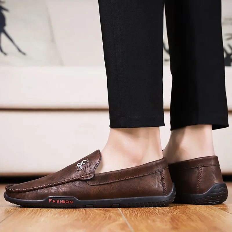 Mocasini de piele Barbati Pantofi de Brand de Lux 2021 Casual Slip on Apartamente Formale Om Mocasini italiană Maro Negru de sex Masculin de Conducere Pantofi 5