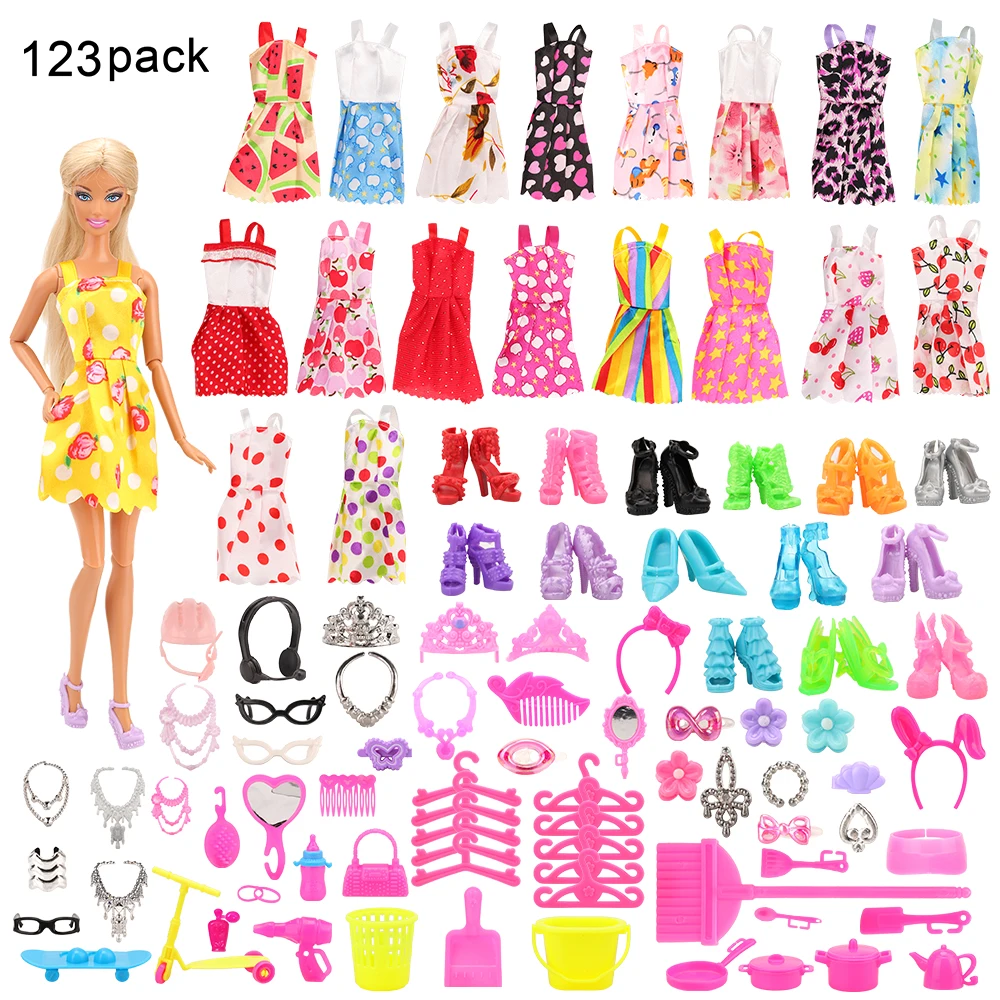 Moda fierbinte 123 Papusa Produse/Set Jucarii Copii =15 Papusa Rochie Aleatoare+108 Păpuși, Accesorii Pantofi, Umerase Pentru Joc Barbie DIY Cadou 5