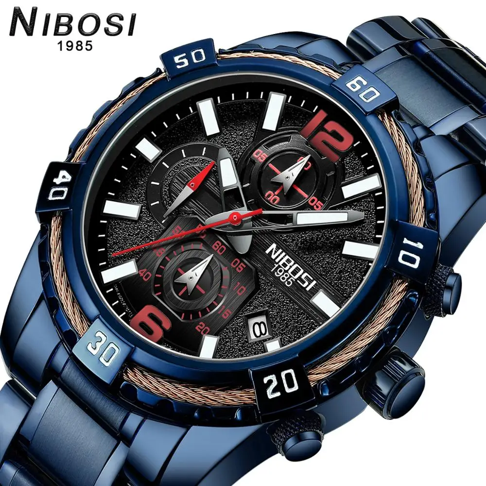 NIBOSI relogio ceas Sport barbati Ceasuri de Lux de top de brand Cuarț ceas de mână pentru bărbați Moda de Cauzalitate Cadran Mare Impermeabil Ceas de mână 5