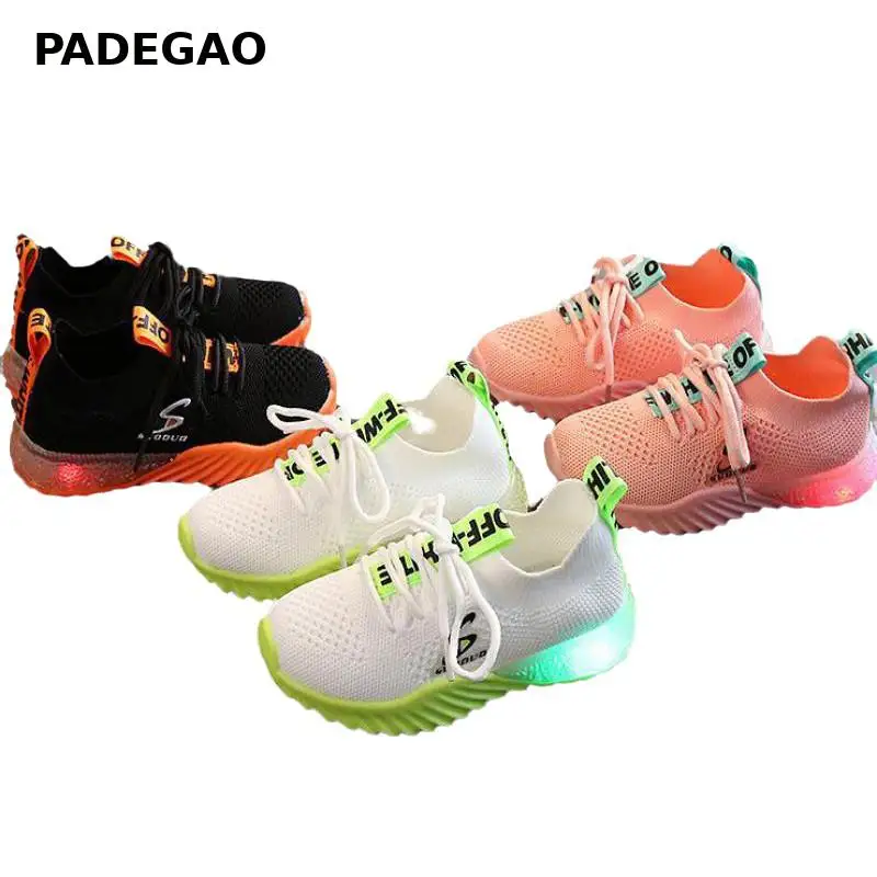 Noi Copiii Luminos Pantofi Fete Baieti Scrisoare Sport Run Adidasi Pantofi Casual Moda Copii Ochiuri Fata Sport Pantofi De Lumină Led-Uri 5