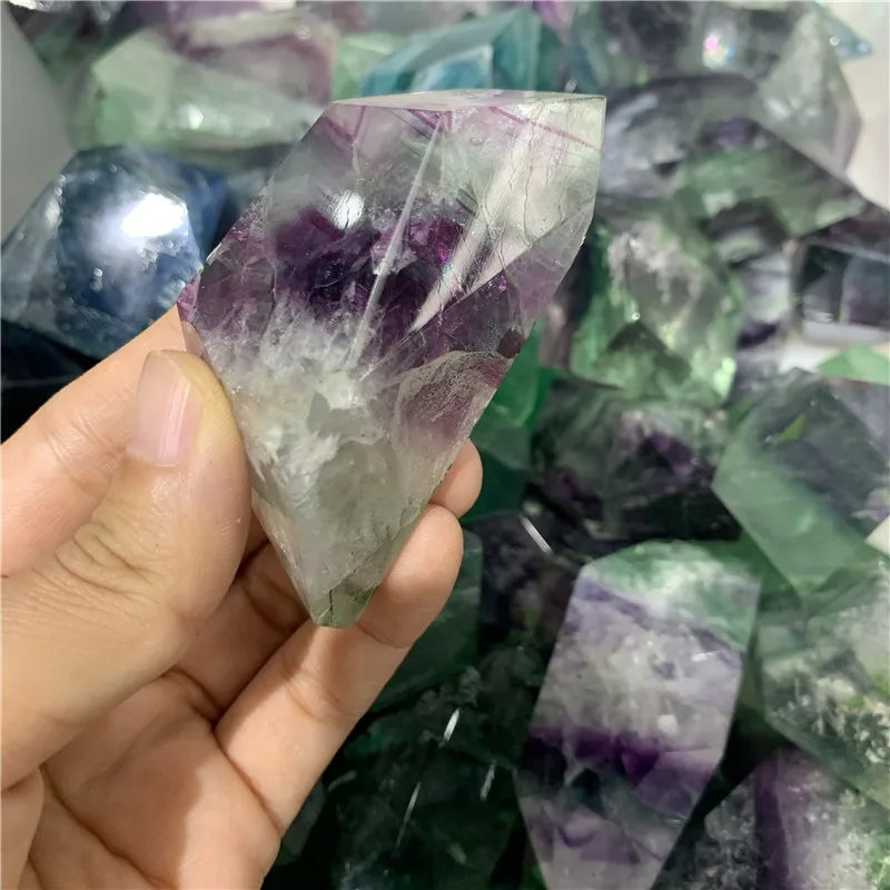 Noi sosiri naturale fluorit curcubeu lustruit pietre semipretioase fatetate reiki de vindecare cristale neregulate scazut de piatră pentru meditație 5