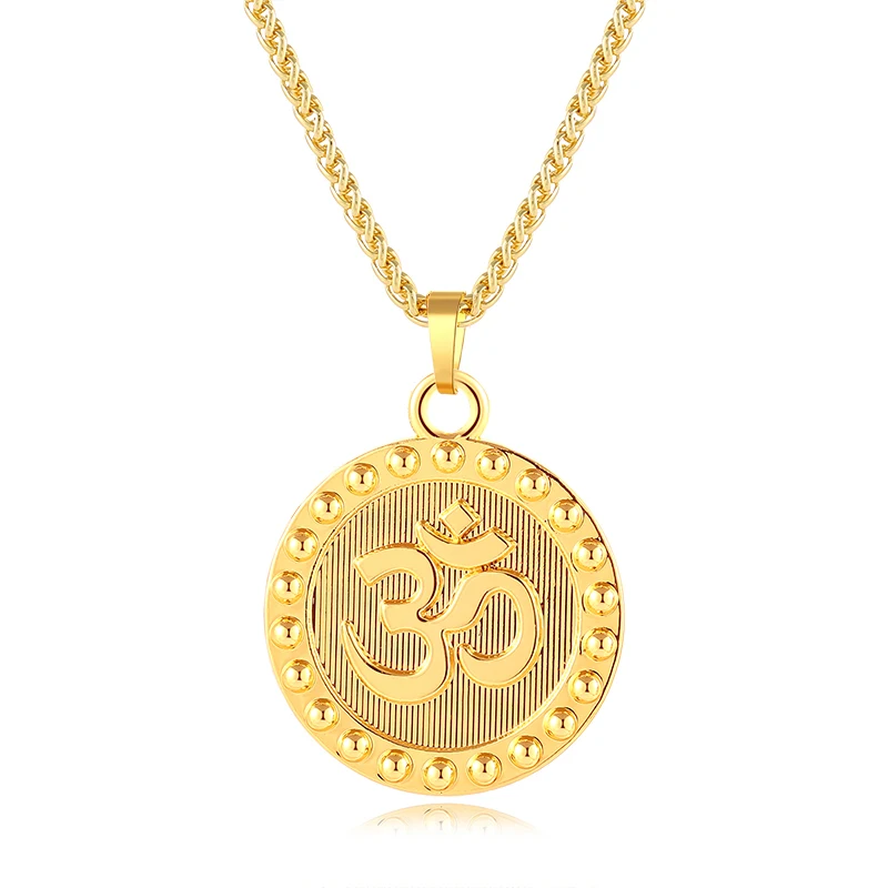Nouă Rundă Unisex Hindus, Budist AUM, OM pandantiv colier pentru Bărbați bijuterii accesorii 5