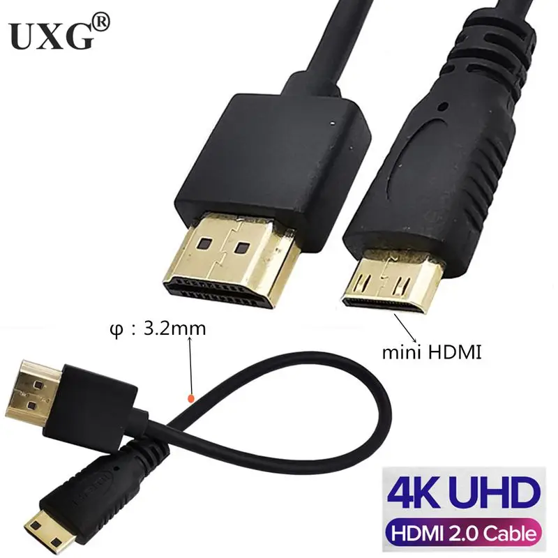 OD 3.0 mm Super Soft Compatibil HDMI 2.0 de sex Masculin Pentru Micro-HDMI și Mini-HDMI de sex masculin Cablu Subțire 2k Hd 4k @60hz Lumină-greutate Portabil 5
