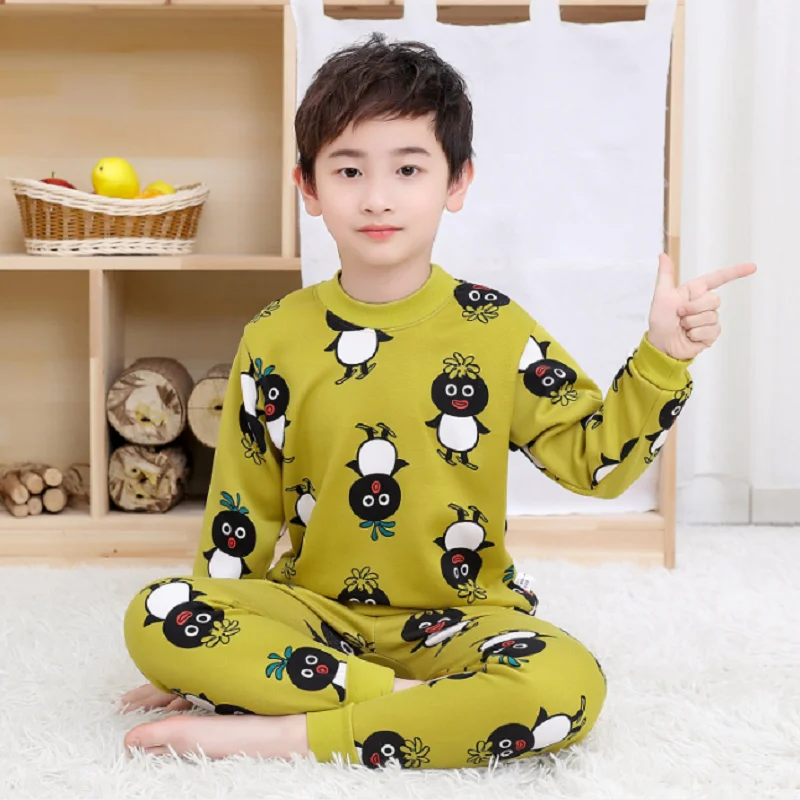 Pentru copii Lenjerie de corp Termică Costume de Copii pentru Băieți și Fete Desene animate Drăguț Set Haine de Toamna Iarna Plus Catifea Îngroșat Pijamale cu Pantaloni 5
