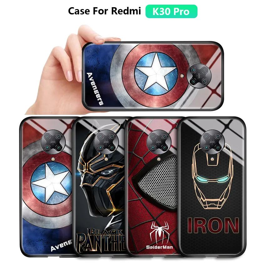 Pentru Xiaomi Redmi K30 Ultra Nota 9 9 9Pro Caz Captain America Ironman Capac Sticla Pentru Redmi K20 Pro Mi 9T Carcasa 5