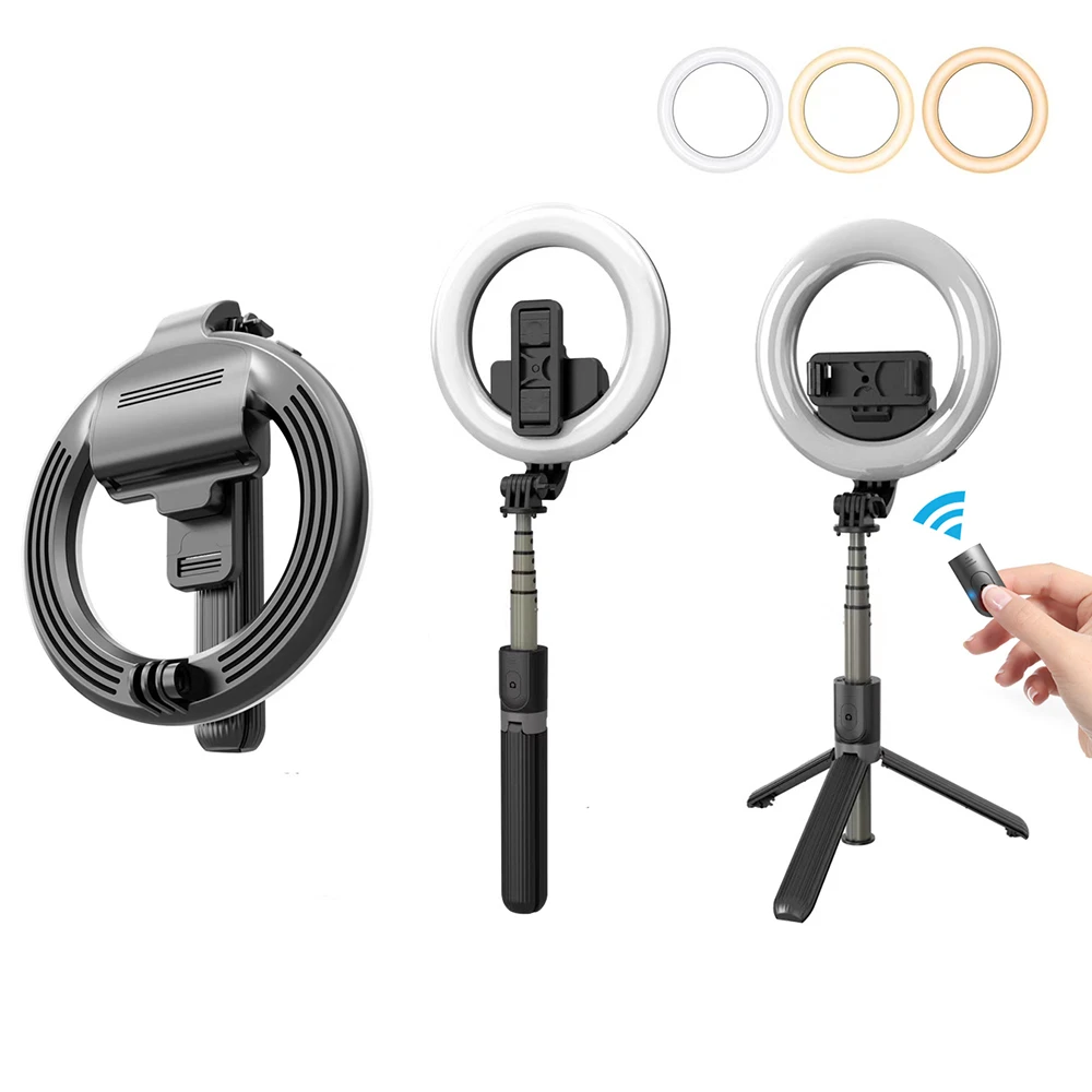 Proker Portabil Selfie Inel de LED-uri de 5 inch cu trepied si Suport de Telefon Built-in Baterie Lampă cu Led-uri pentru a face Trepied Suport pentru Machiaj 5