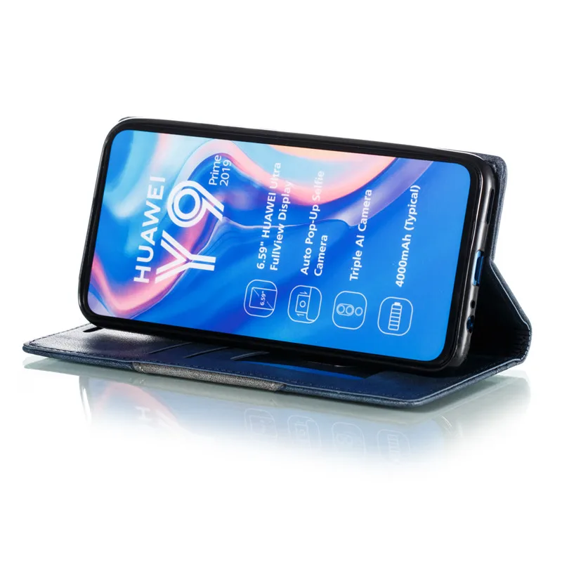 Retro din Piele Magnetice Caz pentru Huawei P Inteligente Z Flip Wallet Cover pentru Huawei P Smart Plus 2019 PSmart 2019 Caz de Telefon Fundas 5