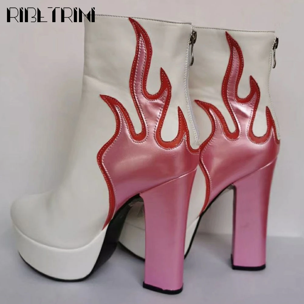 RIBETRINI Moda Pantofi cu Tocuri de Vânzare Fierbinte Petrecere Mozaic Glezna Cizme pentru Femei Rochie Misto de Cizme cu Platforma 5