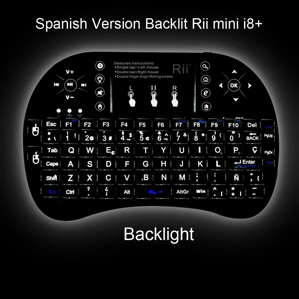 Rii Mini i8 2.4 Ghz spaniolă Tastatura Wireless Mini Mouse-ul de Aer de Fundal cu Touchpad-ul pentru Android TV Box/Mini PC 5