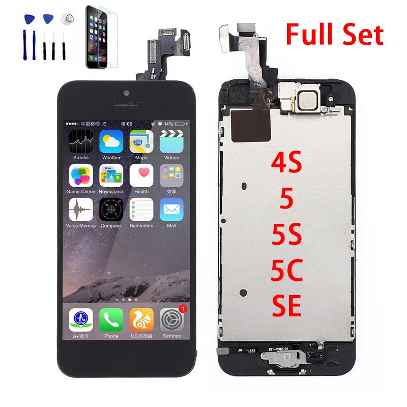 Sinbeda Pentru iPhone 5 5s se 5c Display LCD Touch Screen Digitizer Asamblare+Butonul Home +Camera Fata+Difuzor Ureche Ecran Complet 5