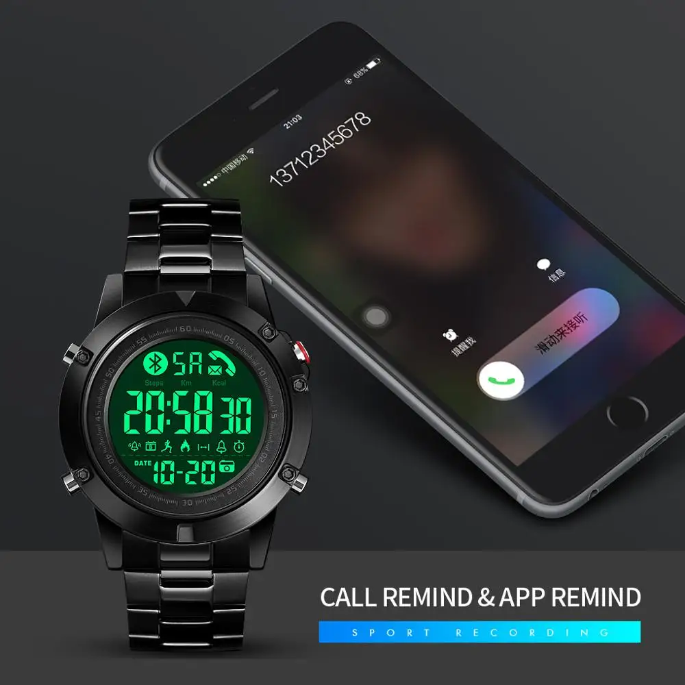 SKMEI Sport Nou Ceas Inteligent Bărbați Viață Impermeabil Nici o Taxă Rezistenta Capacitatea de Bluetooth Cale de Mișcare Reloj Inteligente Smartwatch 5