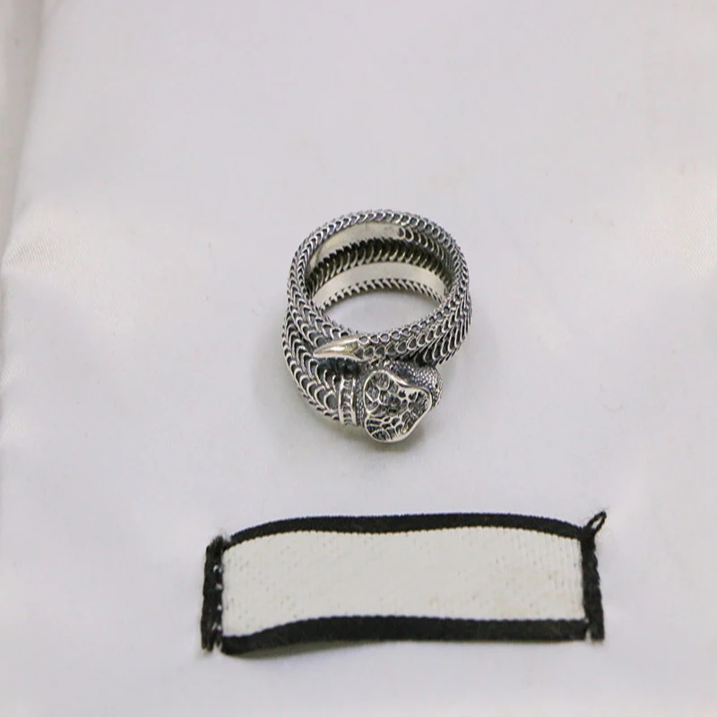 Superba stil retro Trei-dimensional regele șarpe dungă ring S925 argint Bijuterii Originale de Înaltă calitate, Logo-ul cadou 5