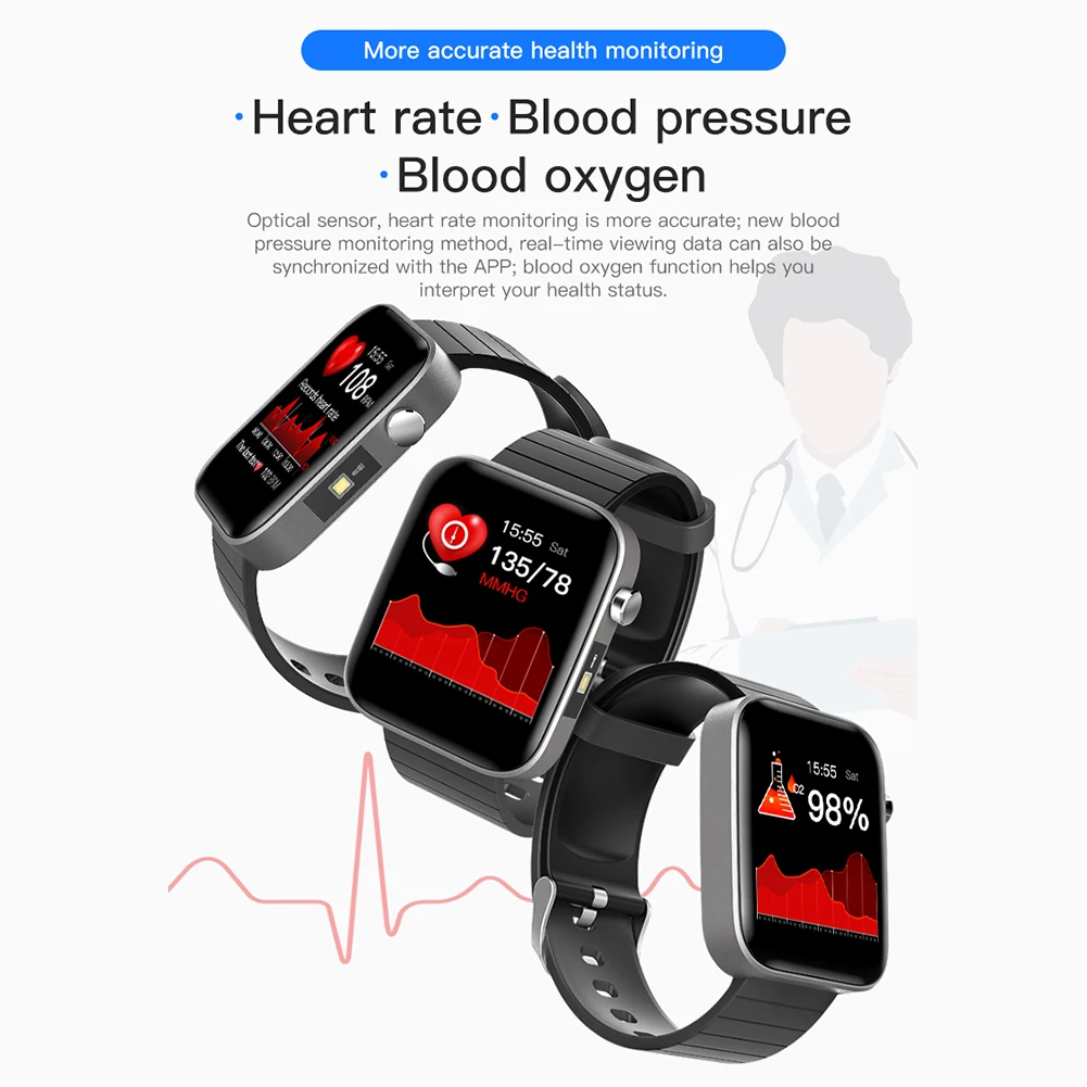 T68 1.54 inch Touch Rata de Inima Memento Sedentar Monitor Somn Brățară Inteligent Monitoare Tensiunii Arteriale Smartwatch 5