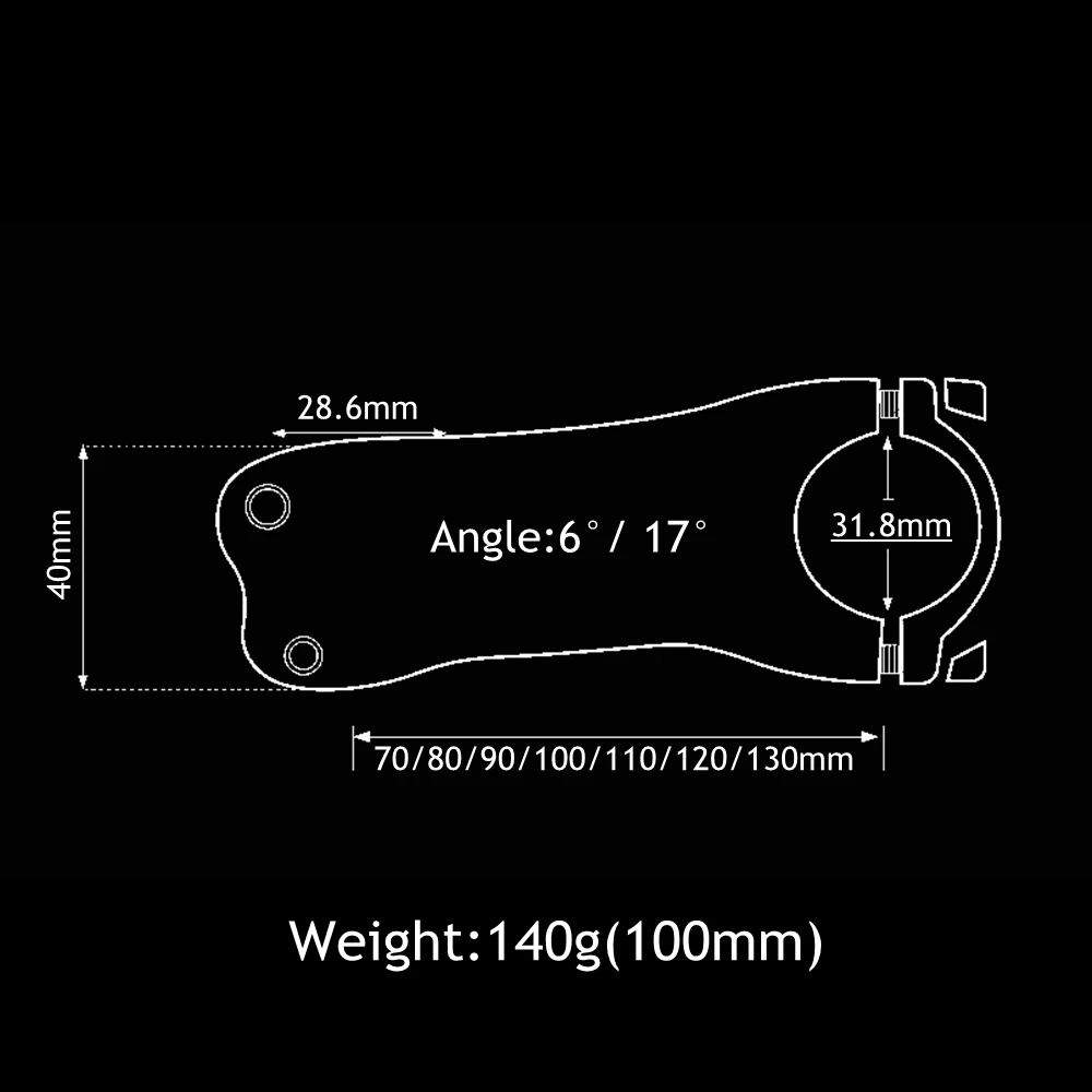 TOMTOU Negru Mat Complet UD Carbon Biciclete Stem 6/17 Grade Lungime 70/80/90/100/110/120/130mm Pentru Ghidon cu Diametrul de 31.8 mm 5