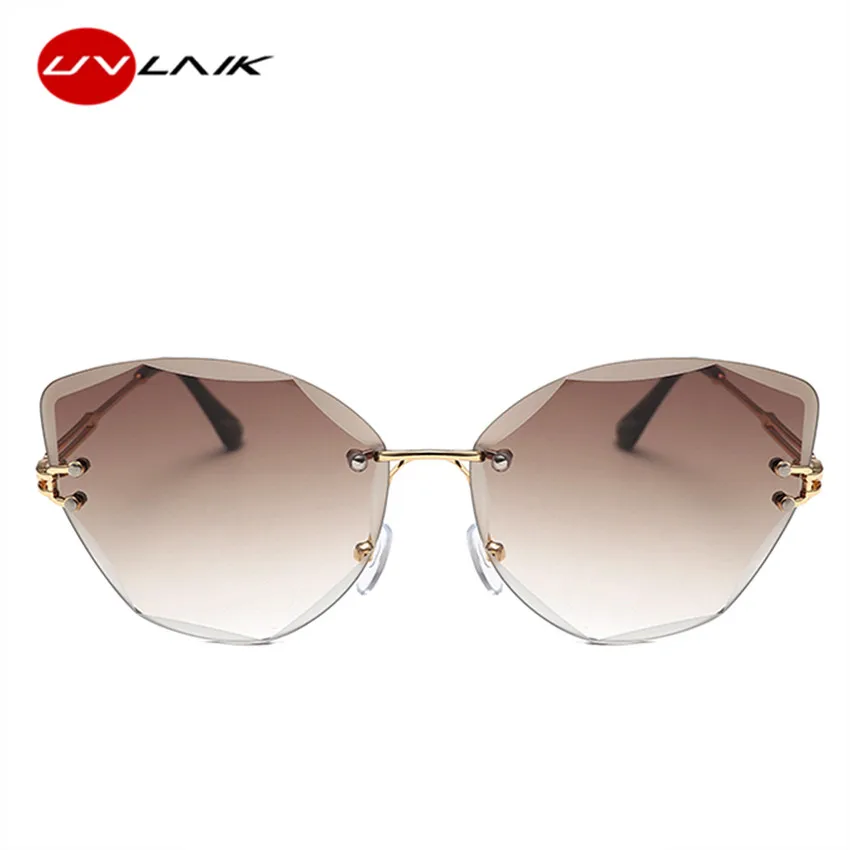 UVLAIK de Lux Italia Brand Ochi de Pisica ochelari de Soare Femei Epocă fără ramă Gradient Doamna Ochelari de Soare UV400 Ochelari Fara rama 5